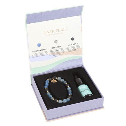 Inner Peace Blue Lace Agate Crystal Essential Oil Braclet