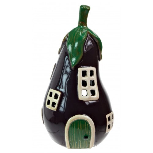 Ceramic Aubergine Tea Light Holder