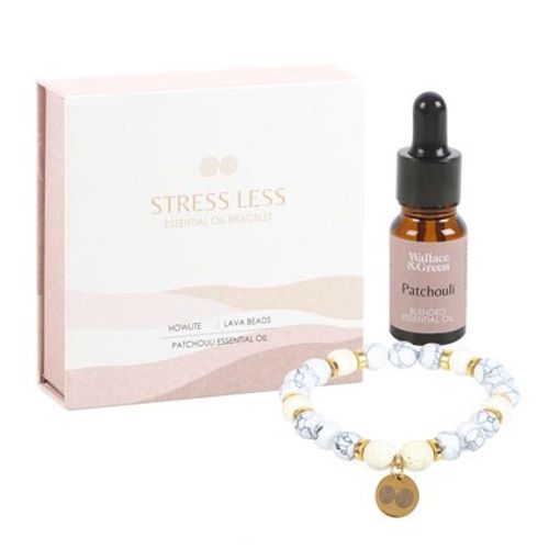 Stress Less Howlite Crystal Essential Oil Braclet