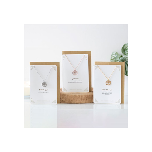 Rose Gold Friends Tree of Life Necklace Card