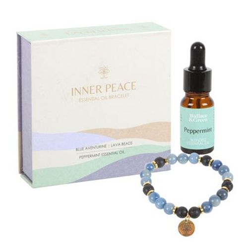 Inner Peace Blue Lace Agate Crystal Essential Oil Braclet